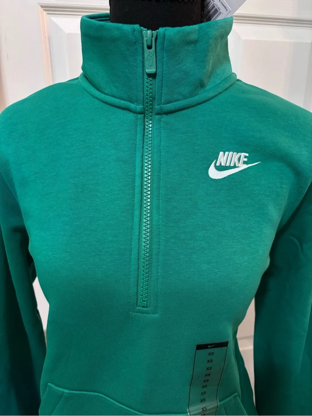 Nike Women's Green Quarter-Zip Pullover Sweatshirt